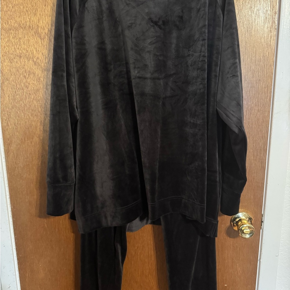 Time and Tru Black Velour Top
